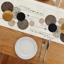 1pc Modern Luxury Geometric Polka Dot Table Runner, Vintage Distressed Metallic Feel Dining Table Cloth, Suitable For Wabi-Sabi Style Living Room Decor - Multicolor - View 5