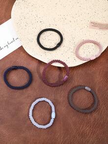 12条纯色编织发圈，女士粗细弹力发绳，高弹力不伤发，时尚百搭发饰，适合日常、通勤、上学、休闲等场合，多功能套装，马尾辫发圈，橡皮筋发绳 - 彩色 - 查看 3