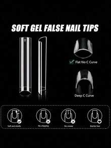 240Pcs 3XL Extra Long No C Curve Clear Nail Tips, 12 Sizes Half Cover Straight Tapered Square Fake Nails - Thông thoáng - Xem 6