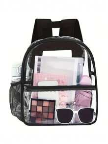Transparent PVC Backpack, Women's Fashion Versatile, Clear Vision, Large Capacity, Storage Pockets, Mesh Side Pockets, Lightweight Suitable For Commuting, Travel, Campus, Concerts And Outings - Multicolor - View 7