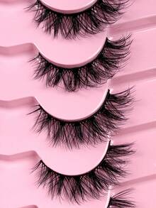 7 Pairs Natural Look Lashes Fluffy Wispy And Soft False Lashes Reusable Makeup Tool Fake Lashes For Beginners-Friendly Strip Lashes,Lashes,Eyelashes,Fake Lashes - Black - View 7