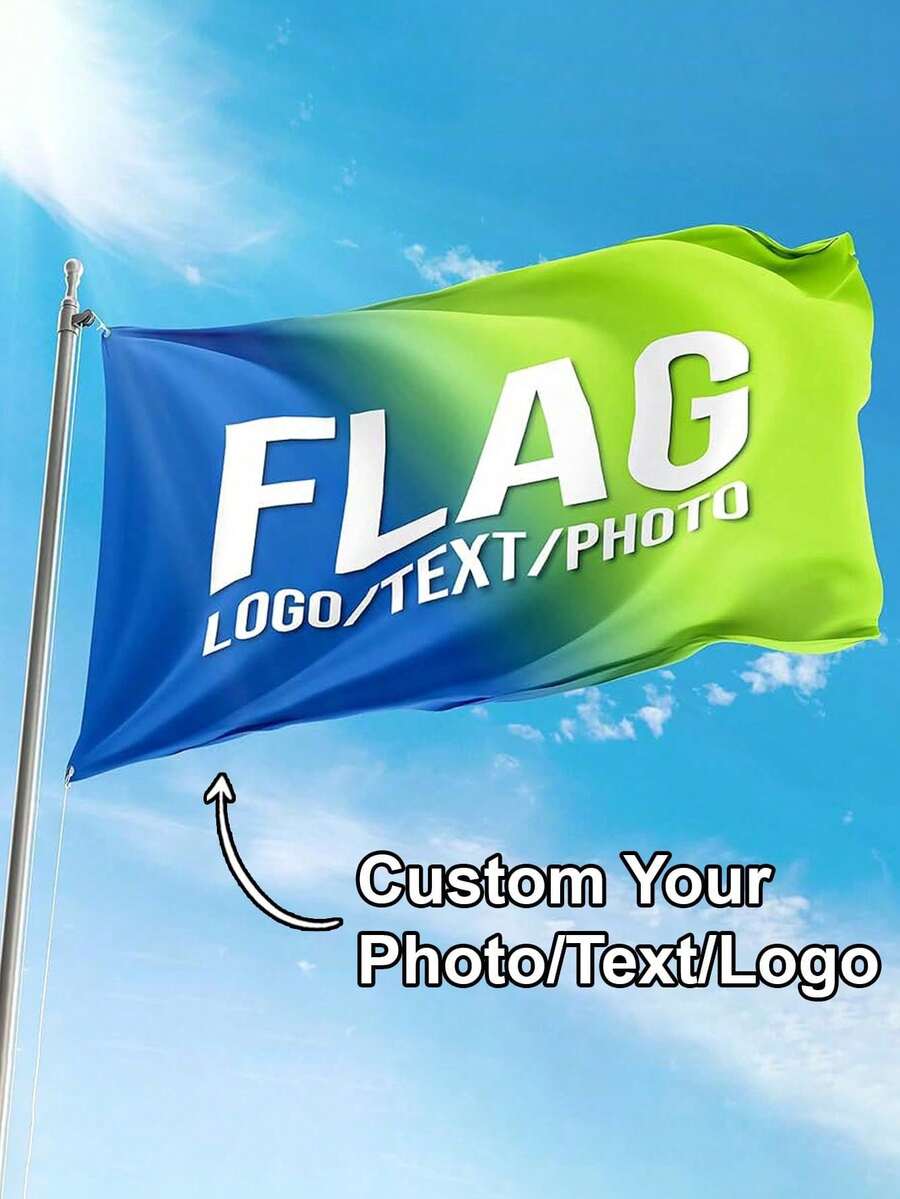 1pc Customized Flag, Personalized Outdoor Decorative Flag, Add Your Own Image/Text, Outdoor Home Decor Flag, Reusable, Fashionable, Modern Customized, Unique Gift For Him Or Her, Boyfriend, Girlfriend, Dad, Mom, Family, Friends, Pets, Anniversary, Mother's Day, Birthday, Father's Day, Graduation - Multicolor - View 1