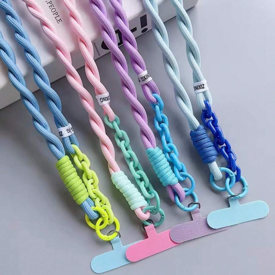 1pc Long Crossbody Phone Lanyard, Portable Phone Strap Necklace Adjustable Length Universal Phone Case Holder - Multicolor - View 1