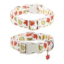 iDestry Collar para perro con estampado de hoja de arce, colgante ajustable de , collares de algodón para gatos, cachorros, gatitos y perros pequeños, medianos y grandes - Hoja de arce - Multicolor - Ver 2