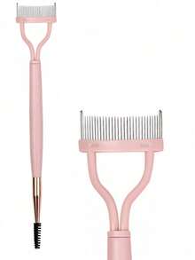 1pc Pink Stainless Steel Eyelash Comb, Compact Eyelash Curler Assist Tool, Makeup Eyebrow Brush, Eyeshadow Brush, Eyelash Brush, Gift - Multicolor - View 9