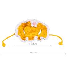 Cute Handmade Crochet Pet Hat & Bib Set, Adjustable Knitted Sun Hat + Saliva Towel, Soft Breathable Pet Outfit For Small Dogs Cats, Puppy Kitten Accessory For Outdoor - Multicolor - View 2