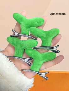 Bộ 4/2 kẹp tóc cỏ hoạt hình, đáp ứng nhiều nhu cầu vui nhộn khác nhau - phù hợp cho bé gái và phụ nữ, có thể dùng đi học hàng ngày, dự tiệc, kết hợp với phong cách vintage, ngọt ngào, học thuật và nhiều phong cách trang phục khác - Nhiều màu - Xem 8