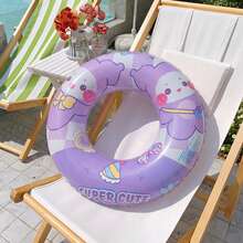 1pc Creative Cartoon Girl Inflatable Swimming Ring, Children's Swimming Pool Summer Beach Party Decor Accessory - Lilac Purple - View 2