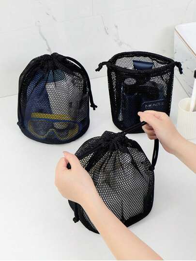1 túi đựng mỹ phẩm hình trụ có dây rút, túi đựng đồ vệ sinh cá nhân du lịch dung tích lớn với thiết kế lưới, túi dây rút di động, túi đựng mỹ phẩm và chăm sóc da bằng lưới thoáng khí, thích hợp cho du lịch.