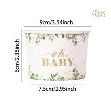 10/20/40个装，绿植金色“Oh Babe”一次性纸碗，桉树叶印花，金色斑点点缀，一次性纸碗，植物主题Oh纸碗，零食盒，适用于生日派对、家庭聚会、野餐、餐厅和外卖一次性餐具 - 多色 - 查看 11