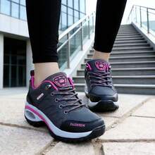 New Casual Shoes, Soft Sole, Non-Slip, Wear-Resistant, Fashion Sneakers, Women Hiking Boots - Grey Rose - View 3