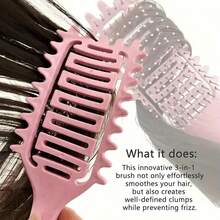 1pc Portable Curly Hair Styling Brush - Nylon Bristles, Detangling & Volumizing Comb For All Hair Types - Multicolor - View 8