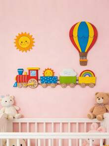 Baby Nursery Decor Hot Air Balloon Little Sun Little Train Wall Stickers Creative Home Party Wall Decoration Party Decor - Multicolor - View 2