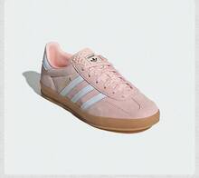 Adidas 三葉草女子GAZELLE INDOOR運動鞋休閒鞋板鞋 - 粉紅白色 - 查看 5