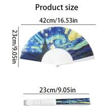 1/5 piezas Abanicos plegables de arte de pintura al óleo para mujeres, accesorios de danza, abanicos compactos, estilo INS, abanicos portátiles y ligeros. Plegables y fáciles de llevar en verano, adecuados para fotografía, bodas, regalos, banquetes de bodas, fiestas, bailes de graduación y salidas. - A - Ver 8