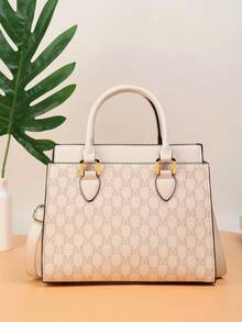 Dedoo 新款复古时尚女士大容量斜挎包，适合旅行、购物、聚会等各种场合，适合年轻和中年女性，欧美奢华风格 - 米色 - 查看 8