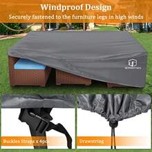 STARTWO - Fundas para muebles de patio impermeables antirayos UV resistentes a los desgarros 500D de 7 a 12 asientos para sofá seccional y sillas de mesa 110 x 84 x 28 pulgadas color gris - Gris - Ver 4