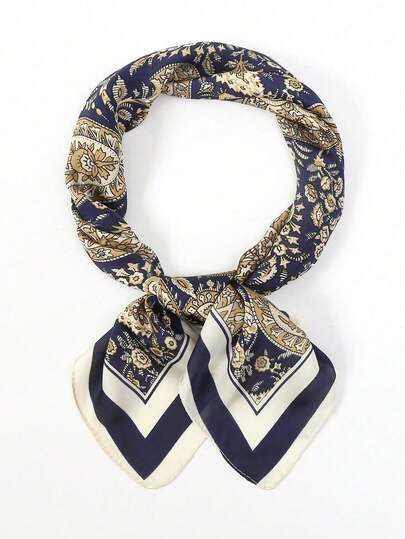 1pc 70*70cm Square Silk Scarf, Women's Satin Printed Headscarf, Neckerchief, Headband, Fashion Ladies Shawl, Scarf