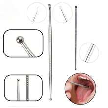 2pcs High Quality Stainless Steel Throat Stone Remover Tool Set, Including 1 X 6.69 Inch And 1 X 4.72 Inch Throat Stone Remover, Plus 1 Earwax Removal Scraper - Silver - View 2