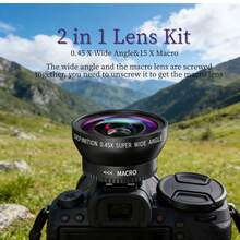 2-In-1 High Definition Mirrorless Camera Lens, 0.45x Wide Angle + Macro Dual Mode, Compatible With Mainstream Cameras - View 1