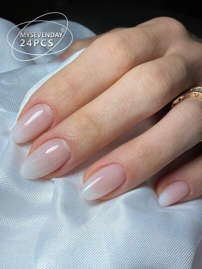 30 Pieces Press On Nails Short Oval/Minimally Designed Bare Skin Full Coverage Nail Art Sheet/Comes With Jelly Glue And Rubbing Strips Suitable For Aggregation, Reusable For Daily Use Using Can Enhance Your Temperament