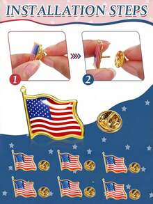 6pcs International Country Flag Shaped Metal Brooch Pins - 250th Anniversary Of the United States - View 3