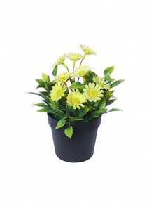 1盆6.7英寸（高）人造雏菊盆栽，塑料材质，春季家居花园阳台装饰，橱窗展示，婚礼生日派对装饰，桌面摆件 - 彩色 - 查看 16