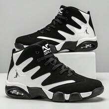 AoPlus Light Business Color Fabric Spliced PU Upper Rebound Pressure-Relief Rubber Sole Men's Weekend Business Gathering Versatile Casual Sneakers For Men - 黑與白 - 查看 3