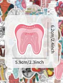 50pcs Anatomy Stickers, Waterproof Vinyl Stickers Of Anatomical Designs, Suitable For Students, Teachers, Water Bottles, Laptops, Scrapbooks - Human Anatomy Decals Back To School - 多色 - 查看 7