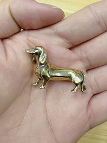 复古金色腊肠犬雕像 - 手工金属摆件，家居装饰狗狗收藏品，宠物爱好者和动物收藏家的理想礼物。 - 多色 - 查看 7
