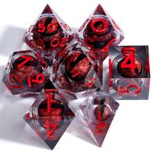 D&D树脂龙眼骰子套装，7颗装（D4、D6、D8、D10、D12、D20）角色扮演骰子套装，圣诞游戏礼物 - 彩色 - 查看 7