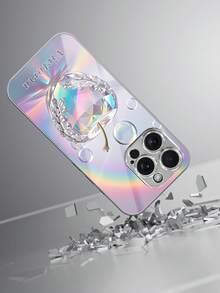 1个定制名字彩色水晶苹果图案电镀玻璃手机壳，兼容苹果17 Pro Max/16 Pro Max/15/14 Plus/13 Pro/12 Pro Max/11/Xs Max/8/7/6 Plus，三星Galaxy S24 Ultra/S25 Ultra，时尚、多彩、可爱、趣味、简约，配套手机壳，卡哇伊定制，个性化，独特，送给男友、女友、家人、朋友、祖父母、情侣的理想礼物，手机壳，手机配件 - 銀色 - 查看 3