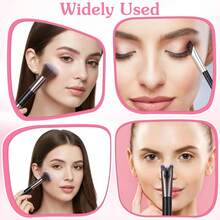 两件套多功能化妆刷：扁平粉底刷 + 双头 U 型轮廓刷 - 彩色 - 查看 3