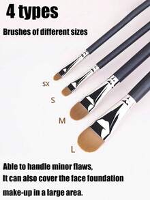 4pcs Makeup Brush Set: Angled Eyeliner Brush, Flat & Angled Brow Brush, Concealer Brush, Detail Concealer Brush - Makeup Tools: Foundation Brush, Concealer Brush, Blush Brush, Contour Brush, Highlighter Brush, Powder Brush, Essential For Makeup Enthusiasts - Multicolor - View 7