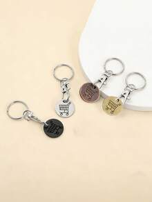 1/5/10 piezas Moneda de metal de carrito de compras de supermercado con logotipo, llavero creativo e interesante con cierre de langosta, regalos para madre, padre, graduación y maestro - Multicolor - Ver 5