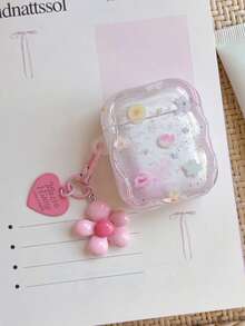 Flower Tie Dye Floral Design Transparent Protective Case Compatible With Airpods Pro 3rd Gen, 4th Gen, 2nd Gen - Baby Pink - View 10