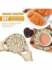 1 Set DIY Mosaic Coaster Making Kit, Includes Colored Glass Pieces And Bamboo Coaster Base - Handmade Home Decor Craft Set, Adult Desktop Decoration Handcraft Materials, Ideal Gift For Father's Day, Mother's Day/Birthday (For Craft Enthusiasts) Mosaic Craft Tool And Material Pack, Affordable DIY Gift - Multicolor - View 8