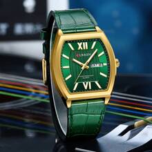 CURREN 男士腕表 顶级奢华军表风格男士腕表 防水真皮表带石英日历腕表 礼品 8478 - 黑色 - 查看 5