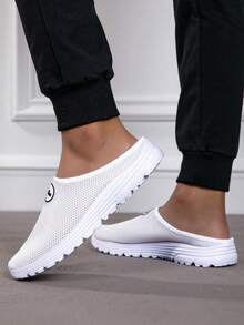 休闲百搭网面透气一脚蹬乐福鞋，春夏休闲穆勒鞋 - 白色 - 查看 4