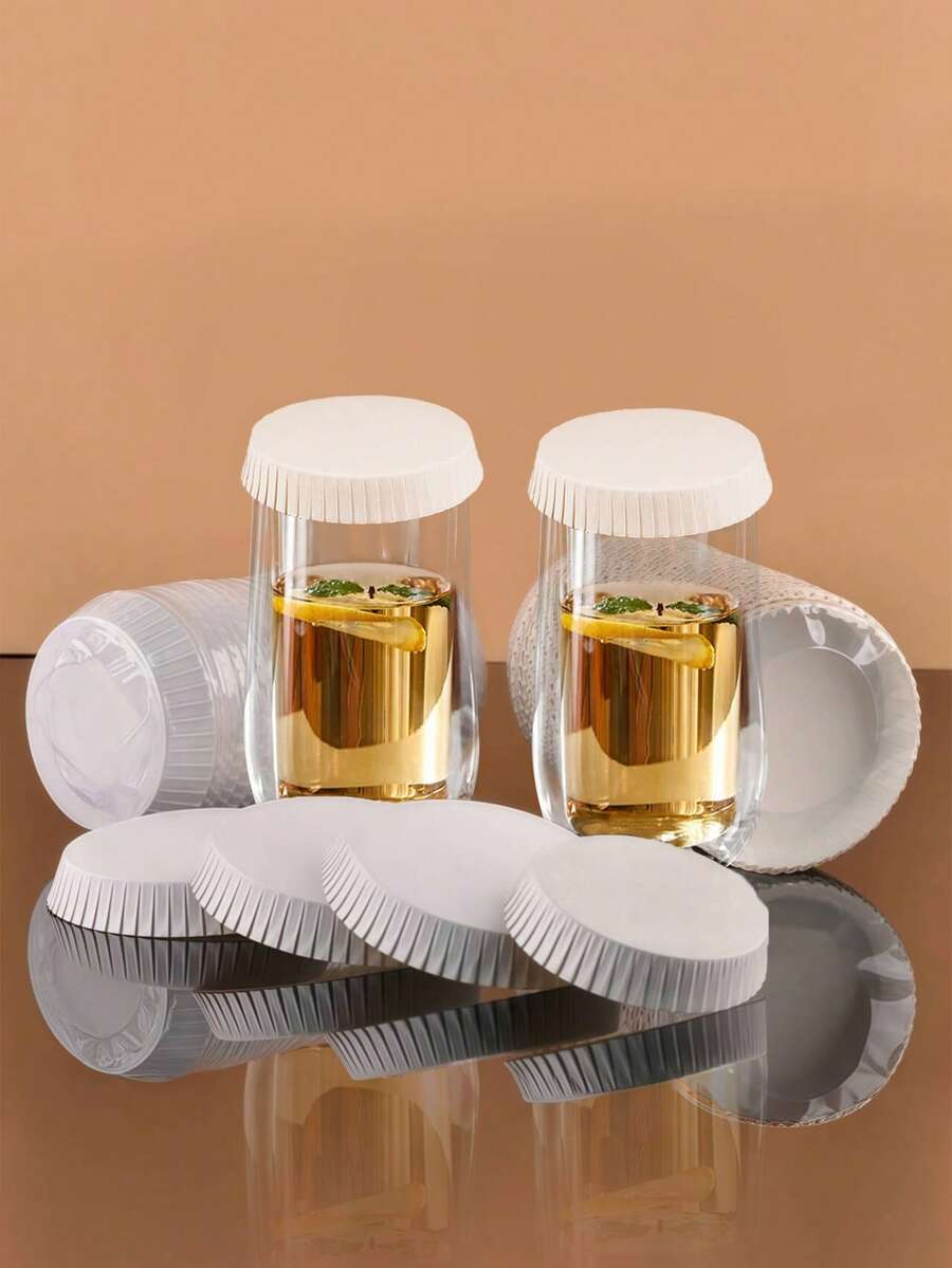 50/100/200/300 chiếc nắp giấy dùng một lần, nắp đậy cốc nước dùng một lần cho khách sạn/KTV/dịch vụ ăn uống, nắp đậy cốc dùng một lần kiểu dáng tối giản thời trang.