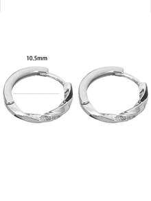 一对S925纯银极简几何耳环，镶嵌合成锆石，低过敏性，优雅奢华，适合日常佩戴、派对或节日礼物。 - 圓環 - 查看 10