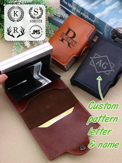 LICVIC Custom Name Wallet, Father's Day Gift Wallet, Name Wallet For Him And Her, Slim Card Holder Purse, Money Clip Wallet, Personalized Romantic Gift, Everyday Carry Accessory, Anniversary Surprise Idea, Customized Letter Minimalist Style, Customizable