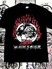 Hellstars The Future Is Hellstars Back Print Y2K Graphic T-Shirt,220g 100% Cotton,Round Neck Short Sleeve,Black Streetwear Essential For Summer Going Out,Unisex Style - 黑色 - 查看 1