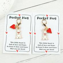 Móc khóa hình thỏ dễ thương (1/2 chiếc), kèm thiệp chúc mừng, thích hợp cho tiệc chủ đề động vật, Ngày của Cha, Ngày của Mẹ, sinh nhật, Ngày Nhà giáo, quà tặng khai giảng/tốt nghiệp, bùa may mắn. - Nhiều màu - Xem 10