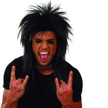 Unisex 80s Rock Punk Wig, Black Mohawk Hairstyle, Punk Party Halloween Wig - Black - View 3