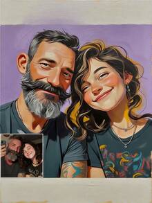 2D Custom Cartoon Photo Art | Personalized Family Portrait And Character, Canvas Print Made With Your Photos, Suitable For Home, Office Wall Decor, Anniversary Gift, Unique Gift, Pop Art - Multicolor - View 2