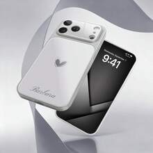 1pc Customized DIY Sketch Line Style & DIY Name Luxury Fashion Large View Tempered Glass Lens Protection Matte Anti-Drop Case Compatible With Iphone 17/17Pro/17ProMax/17Air/16/16Pro/16ProMax/16Plus/15/15Plus/15Pro/15ProMax/14/14Plus/14Pro/14ProMax/13/13Pro/13ProMax/12/11 Phone Accessories - Silver - View 4