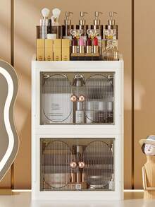 Bộ 1 hộp đựng mỹ phẩm cao cấp, hộp đựng đồ trang điểm sang trọng có ngăn kéo trượt, hộp đựng mỹ phẩm nhiều tầng dung tích lớn chống bụi, thích hợp cho phòng tắm, bàn trang điểm, đựng son môi, mỹ phẩm chăm sóc da, cọ trang điểm, sữa rửa mặt, mặt nạ. - Nhiều màu - Xem 1