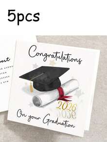 10/5 piezas & 1 pieza Tarjetas de Graduación y Sobres, Tarjetas Divertidas de Temporada de Graduación, Tarjetas de Felicitación de Graduación 2026, Incluye Birrete de Graduación y Pergamino, Perfecto para Amigos y Compañeros de Clase, Tarjetas de Ceremonia de Graduación, Adecuado para Fiestas de Vacaciones - Multicolor - Ver 7
