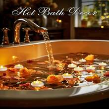 12/24pcs Battery Operated Flameless Floating LED Tea Lights, Warm White Flickering LED Candles, Large Pack For Wedding Party, Vase, Pool, Bathtub, SPA Decor - Floating Style - View 3